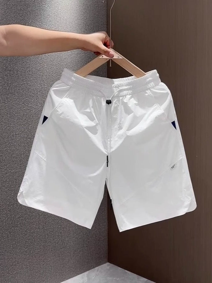 Solid Color Breathable Cropped Shorts Men Summer Casual European Style Thin Fit