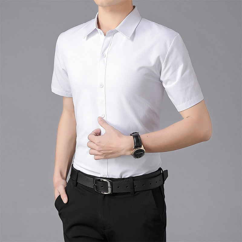 Men's Solid Color Short Sleeve Business Casual Shirt Summer Formal Workwear