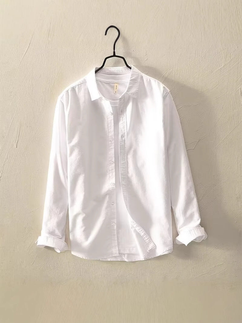 Men's Cotton Linen Long Sleeve Shirt Casual Loose Breathable Summer Top