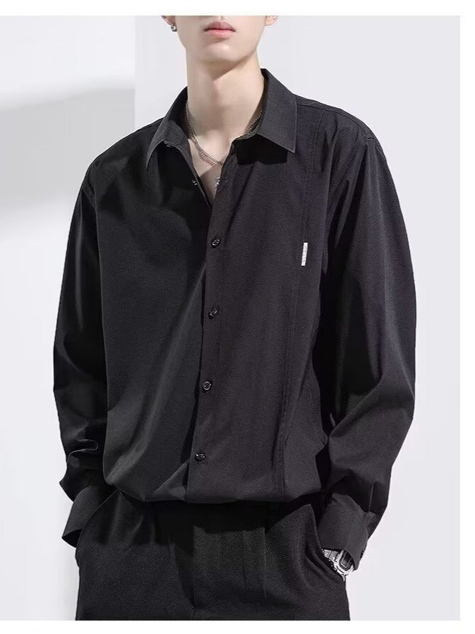 Men's Tencel Long Sleeve Shirt Loose Fit Lightweight Ice Silk Casual Top