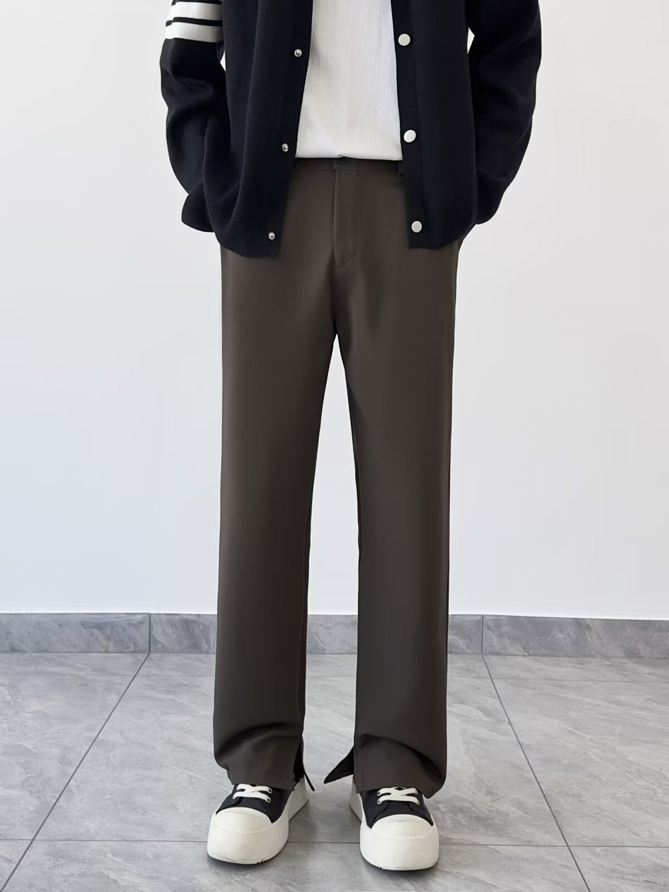 Men's High-Waisted Wide-Leg Straight Drapey Suit Pants