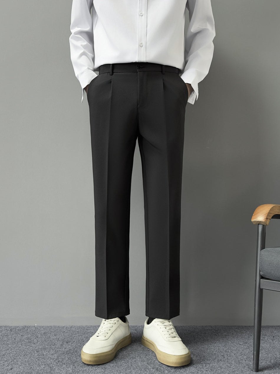 Men's Business Casual Slim-Fit Wrinkle-Free Straight-Leg Suit Pants