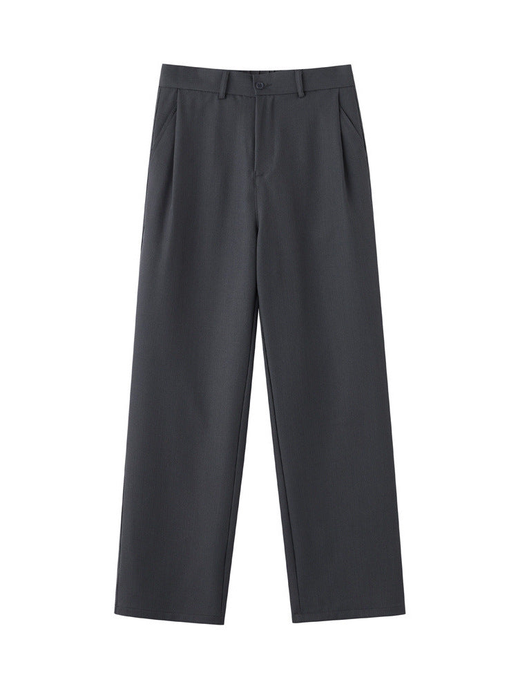 Men's American Retro High-Waisted Wide-Leg Drapey Suit Pants