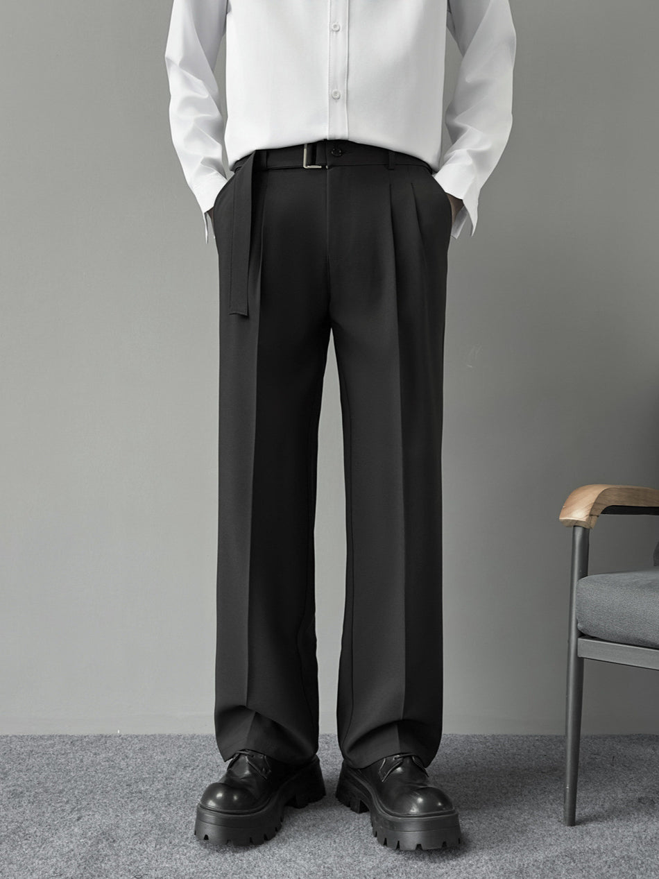 Men's Autumn Basic Solid Color Straight-Leg Drapey Flared Trousers