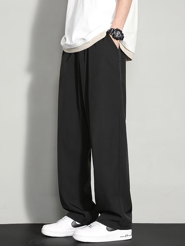 Men's Summer Ice Silk Loose Straight-Leg Sports Casual Pants