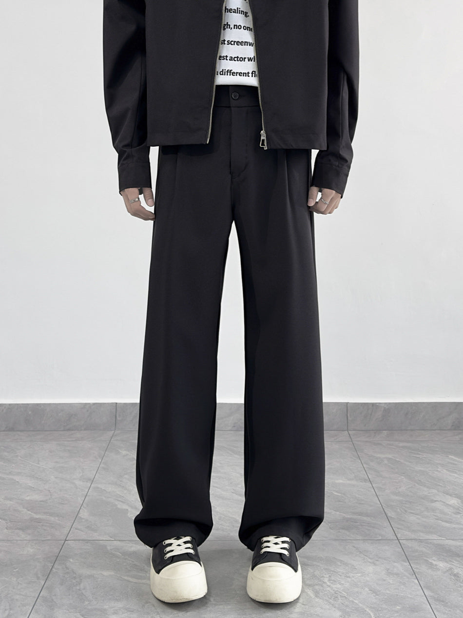 Men's High-End Straight-Leg Drapey Floor-Length Suit Pants