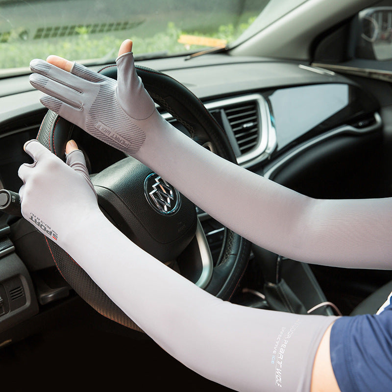 Premium Ice Silk UV Sunscreen Sleeve Driving Gloves