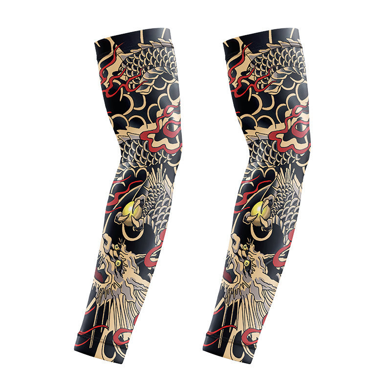 Men's Premium Floral Tattoo Ice Silk UV Protection Sleeves