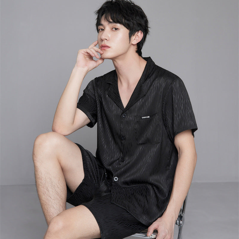 Men's Premium Ice Silk Short-Sleeve Loungewear Suit