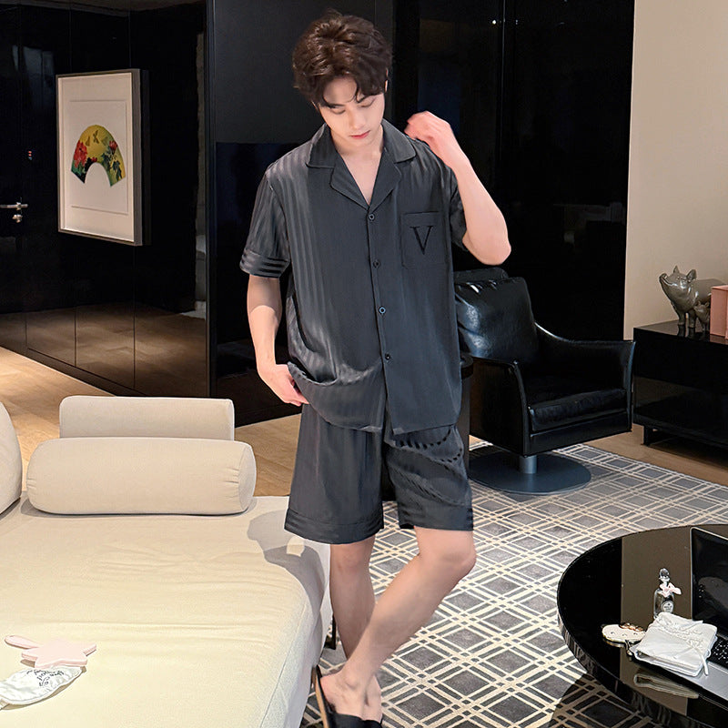 Premium New-Generation Ice Silk Couple's Short-Sleeve Loungewear Suit