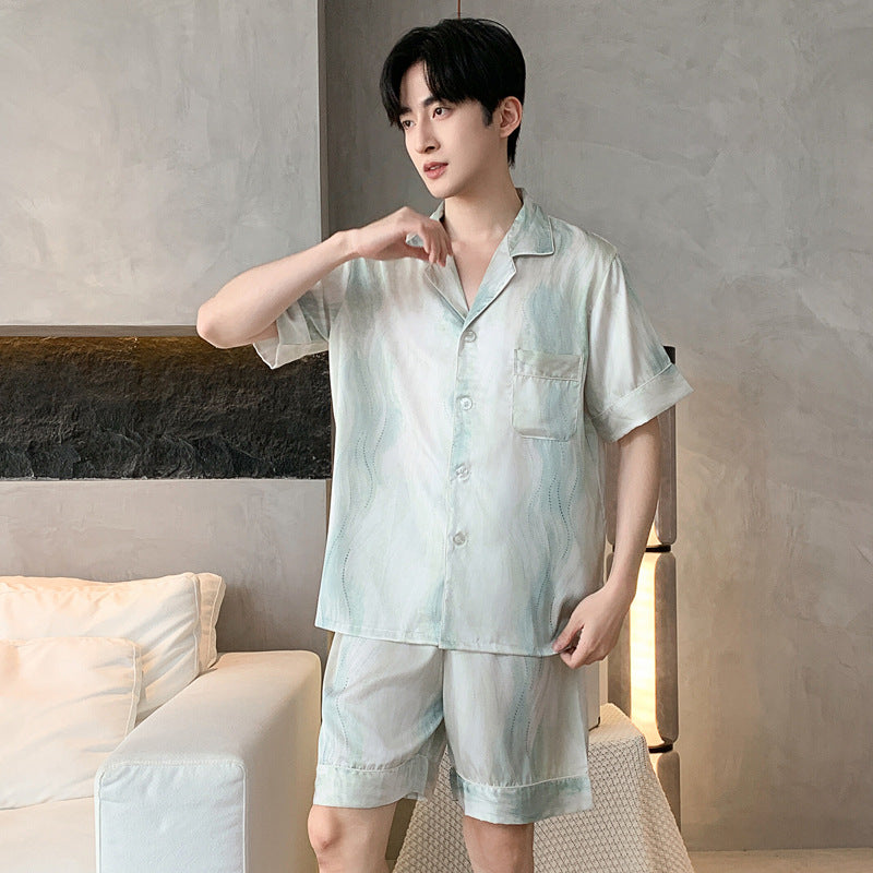 Men's Premium Summer Satin Ice Silk Loungewear Suit