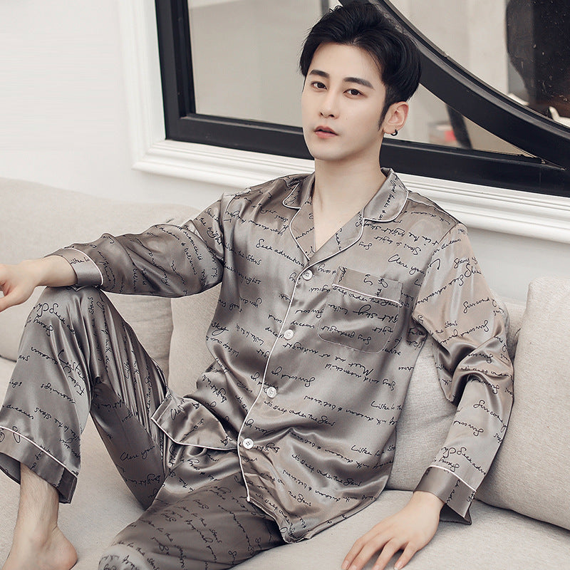 Men's Premium Multi-Season Ice Silk Long-Sleeve Loungewear Suit