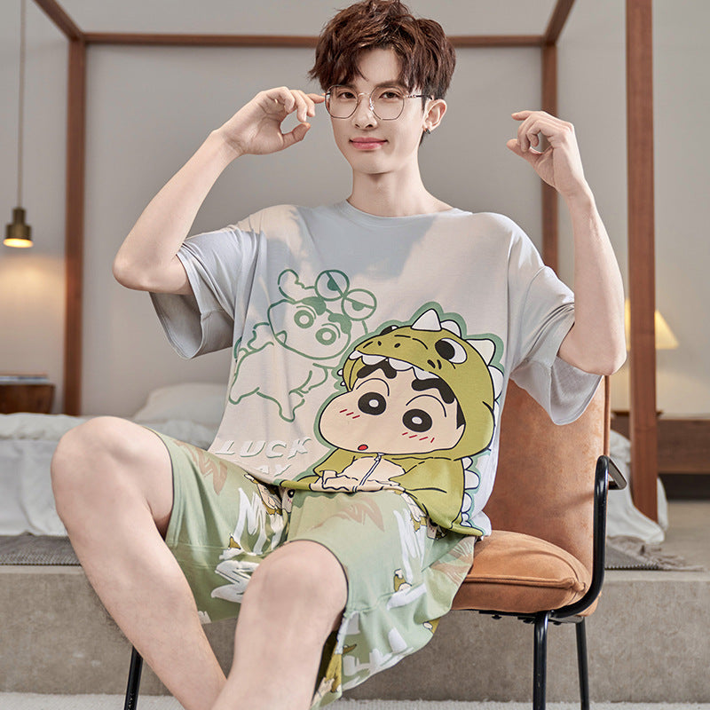 Youth Premium Modal Ice Silk Short-Sleeve Summer Loungewear Set