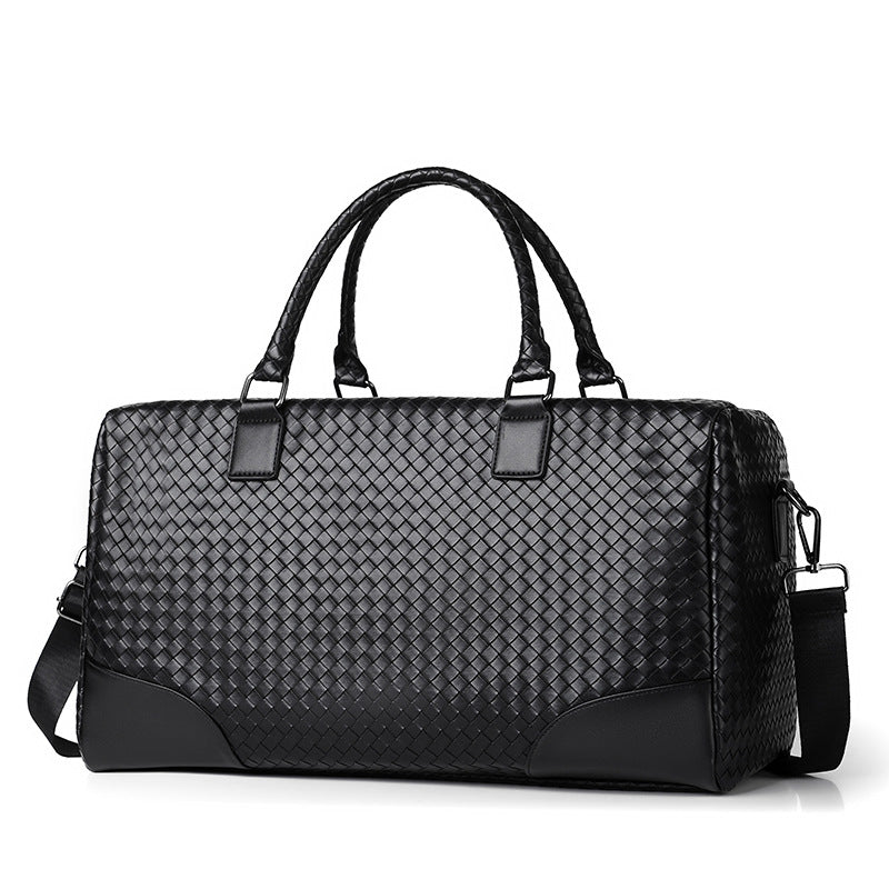 Men's Premium Woven PU Leather Business Travel Bag