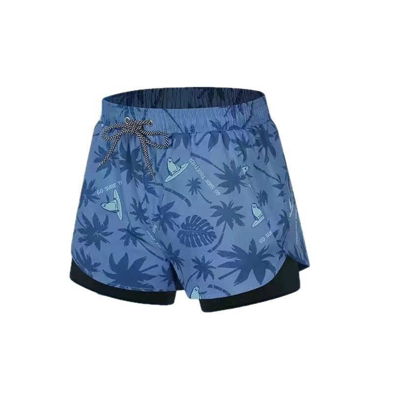 Men's Premium Double-Layer Three-Point Quick-Drying Swim Trunks