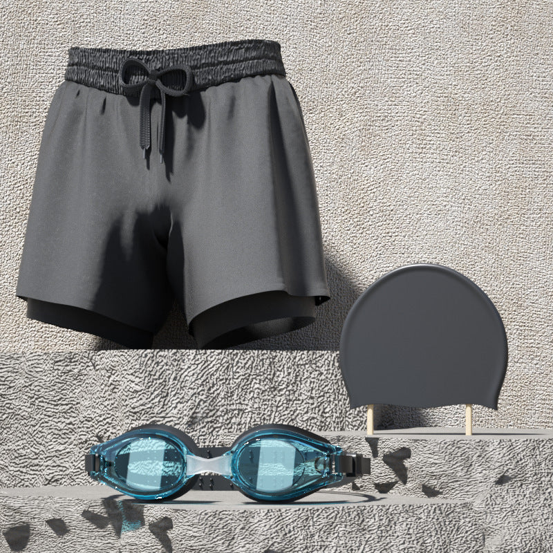 Men's Premium Double-Layer Quick-Drying Boxer Swim Trunks & Essential Set