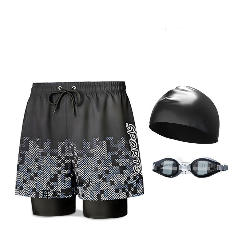 Men's Premium Double-Layer High-End 5-Point Sports Swim Trunks