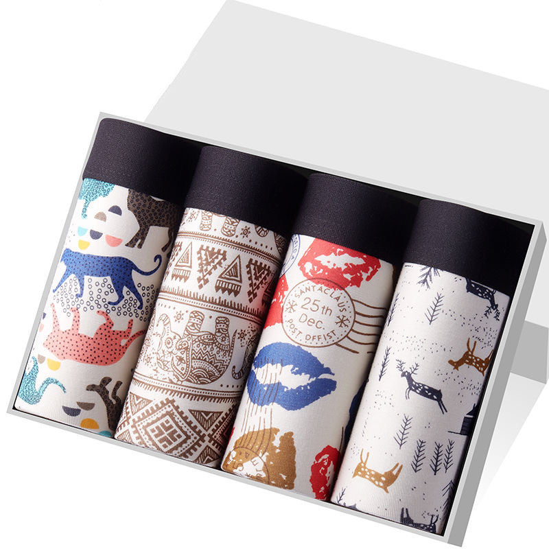 Men's Premium Modal Printed Cartoon Boxer Shorts (4-Pack)