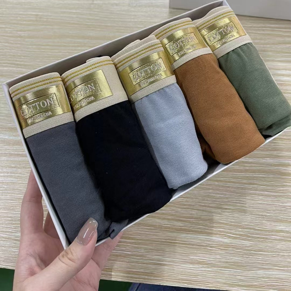 Men's Premium Pure Cotton Graphene Boxer Briefs Gift Box (5-Pack)