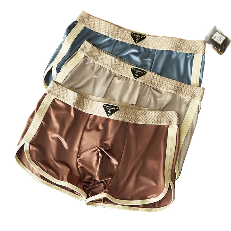 Men's Premium Light Luxury Satin Ice Silk Boxer Briefs- 3 pack