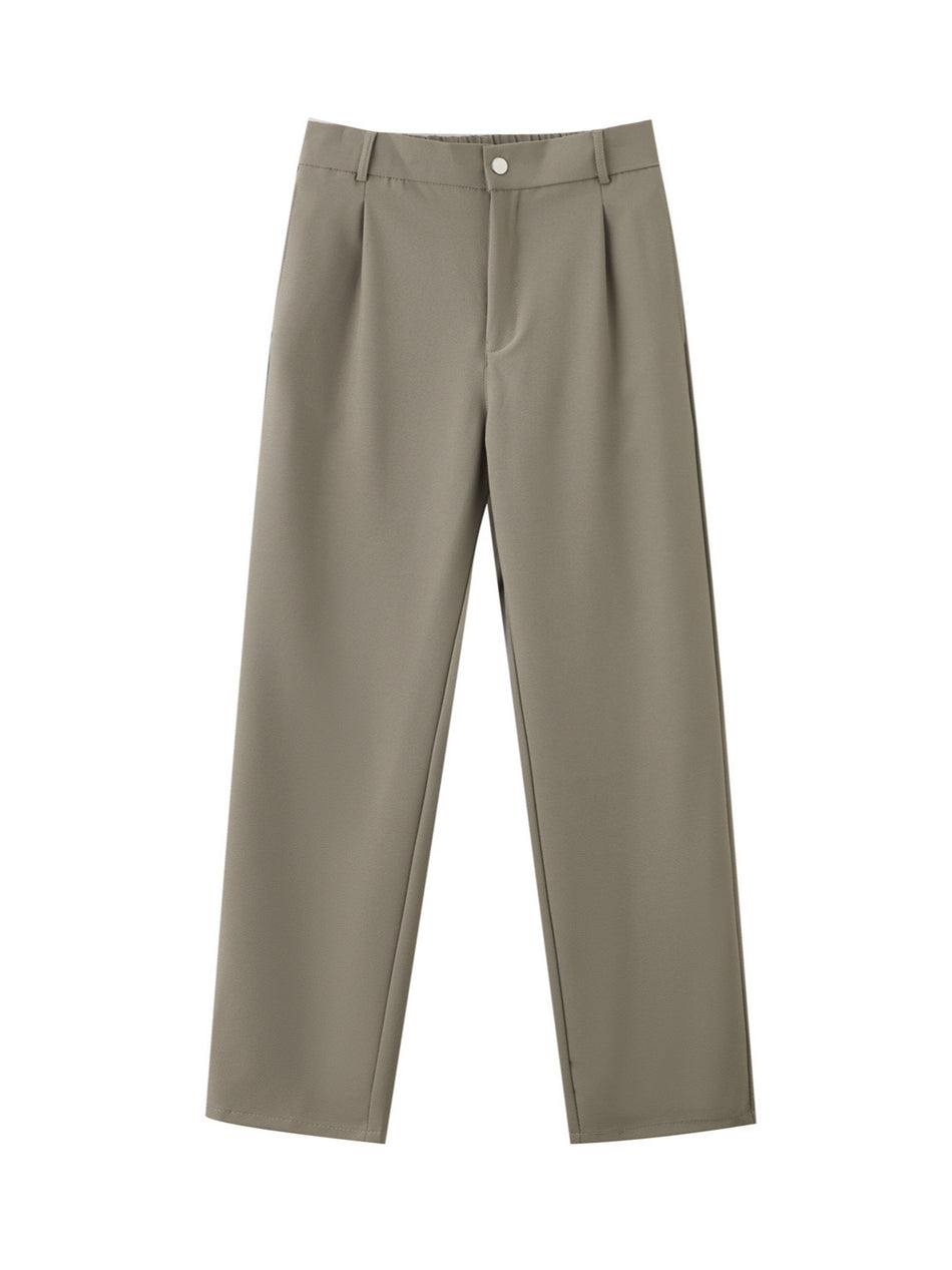 Men’s Loose Wide-Leg Suit Pants Autumn Casual Straight Long Trousers