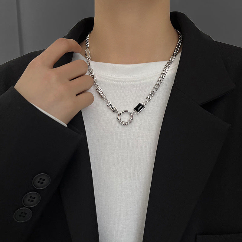 Titanium Steel Mixed Link Chain Necklace for Men and Women
