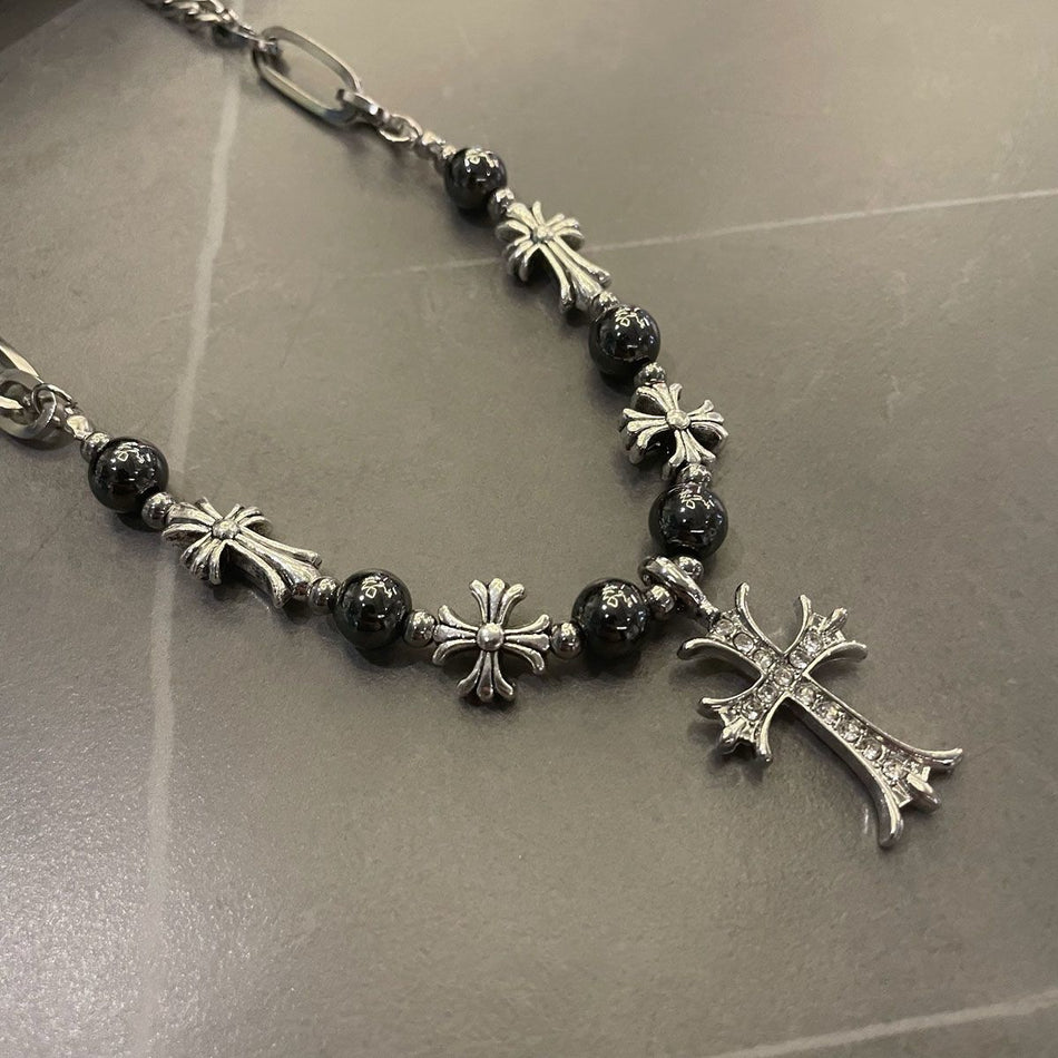 Men's Titanium Cross Stitching Link Chain Necklace