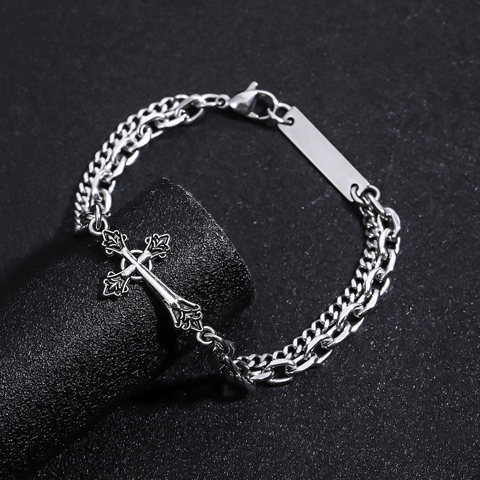 Unisex Titanium Retro Cross Minimalist Bracelet