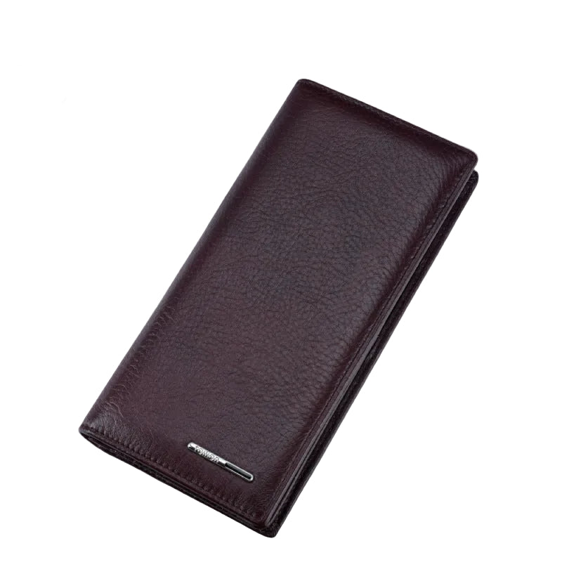 Men's Italian Genuine Cowhide Business Long Wallet Gift Box Set
