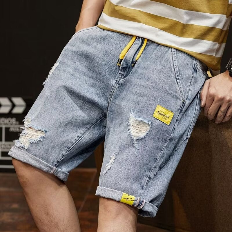 Men's Premium Summer Workwear Ripped Denim Shorts
