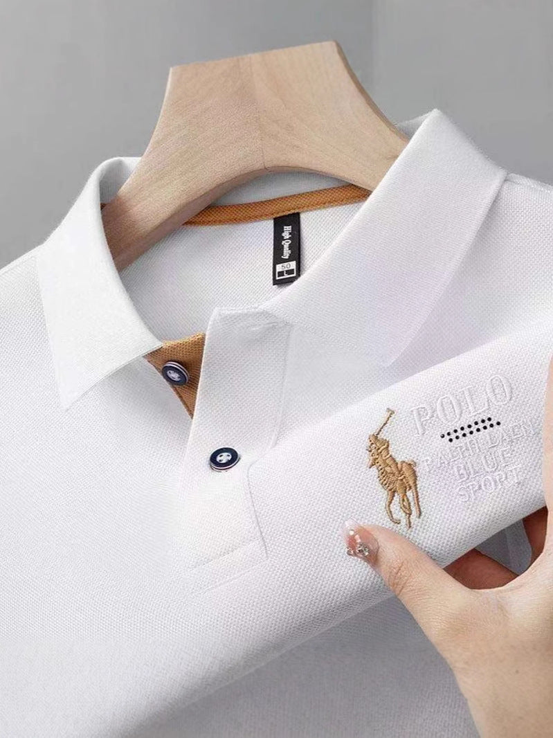 Men’s Embroidered Business Casual Short Sleeve Polo Shirt