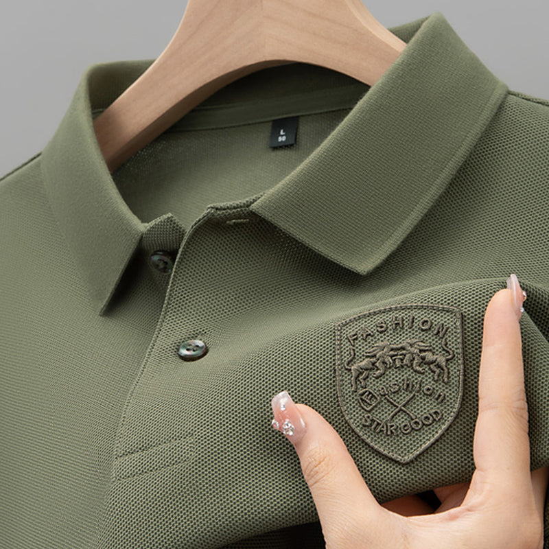 Men’s Embroidered Loose Fit Short Sleeve Casual Polo Shirt