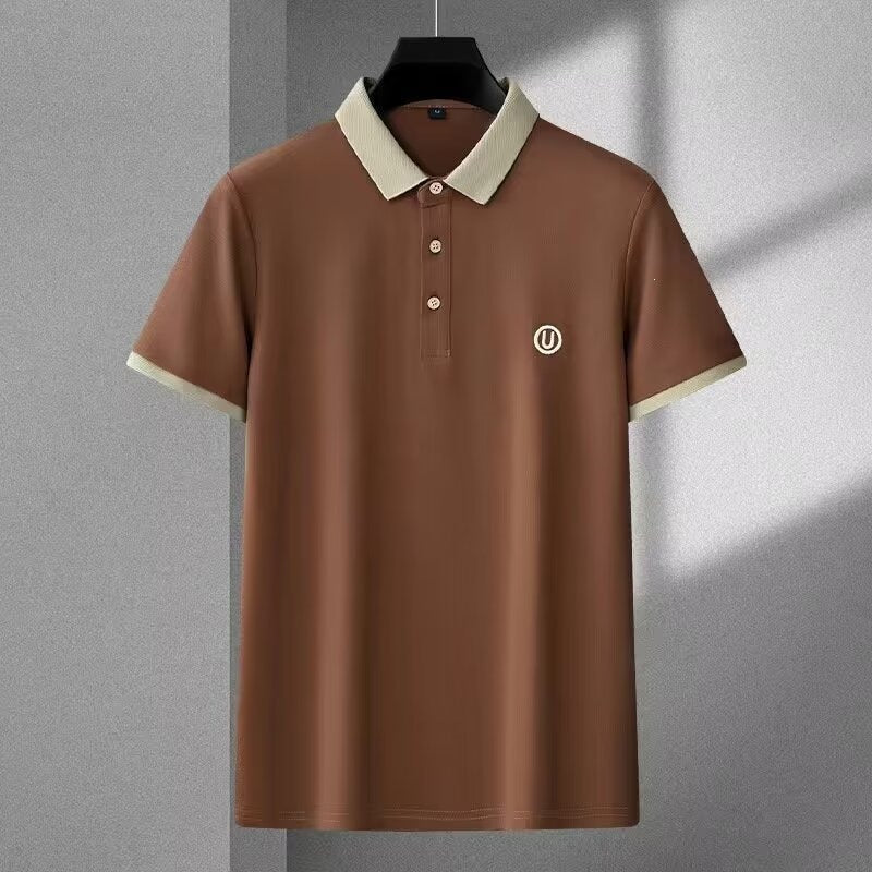 Men's Embroidered Casual Polo Shirt with Relaxed Fit