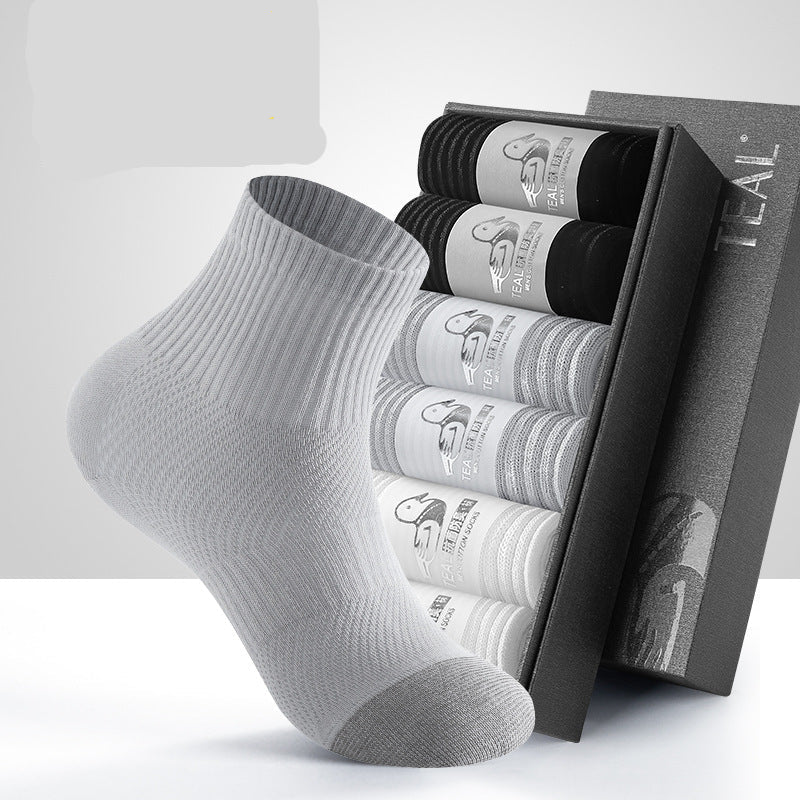 PACK OF 6-Men's Breathable Mesh Cotton Socks with Antibacterial Deodorant Comfort  Description: