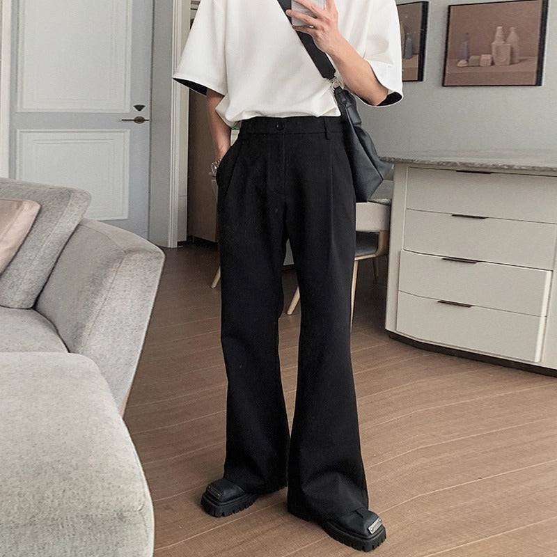 Men's Korean Style Loose Wide-Leg Elastic Waist Trousers