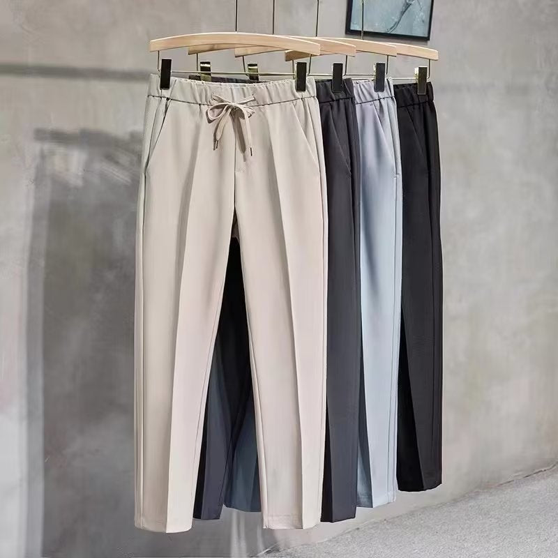 Men's Slim Fit Cropped Business Casual Pants Non-Iron Design