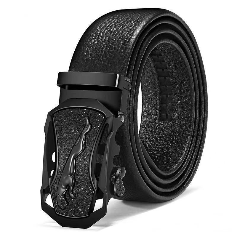 Men's Pebbled Leather Business Belt with Custom Buckle Gift Box