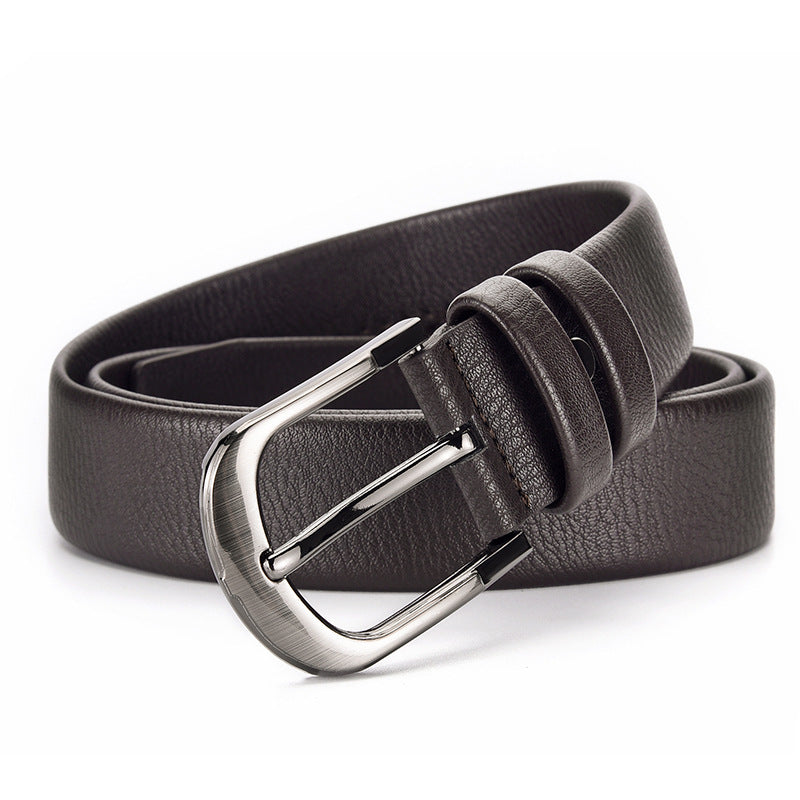 Men's Genuine Leather Lychee Pattern Belt for Jeans