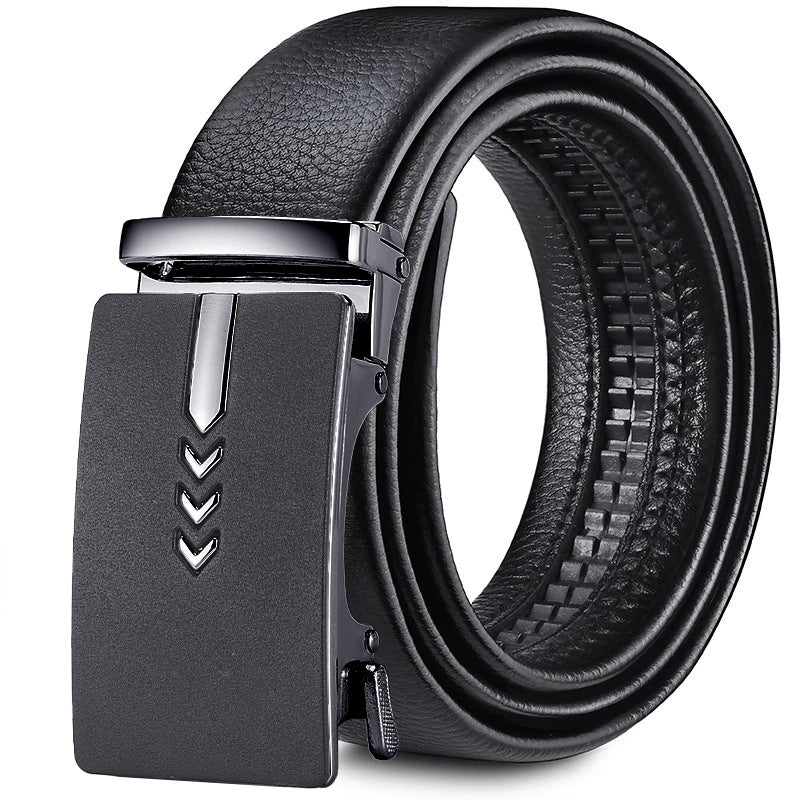 Men's Pebbled Leather Automatic Buckle Formal Belt