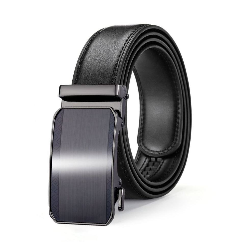 Men's Cowhide Leather Automatic Buckle Business Belt