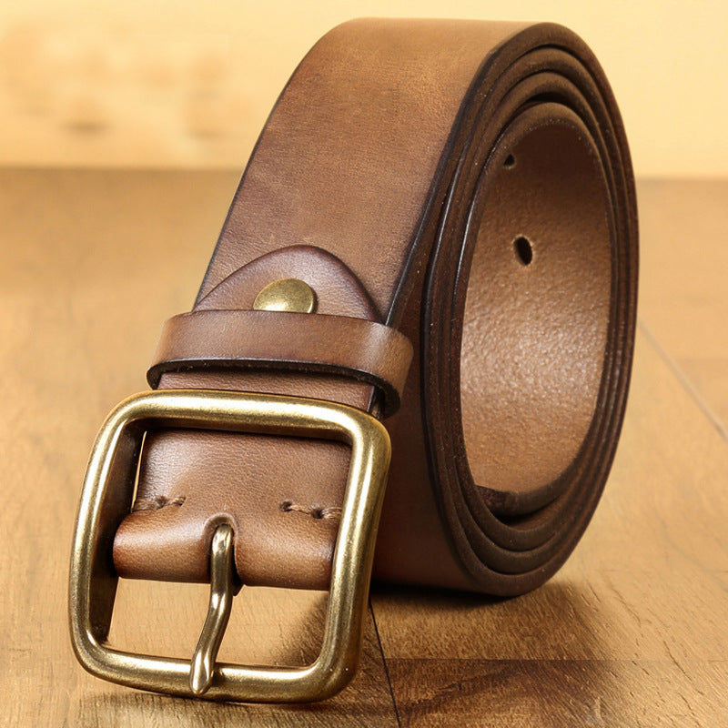 Men's First-Layer Cowhide Copper Buckle Casual Leather Belt