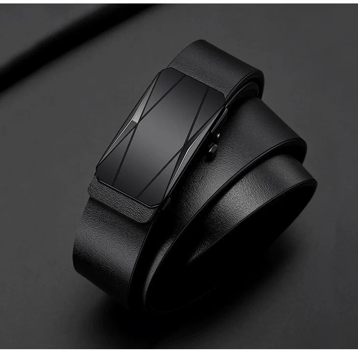 Men's Two-Layer Cowhide Toothless Automatic Buckle Belt