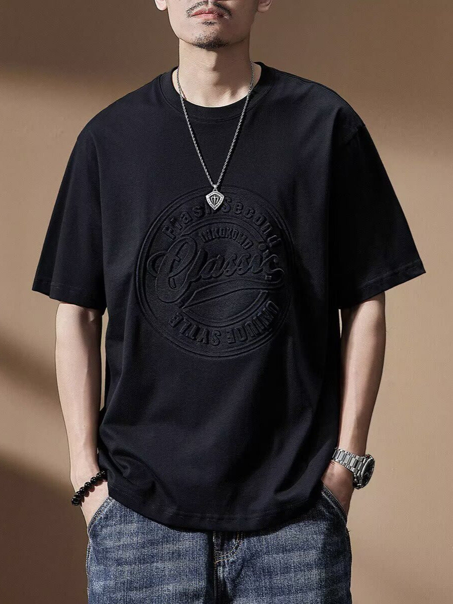 Men's Loose Fit Black Half Sleeve Summer T-Shirt