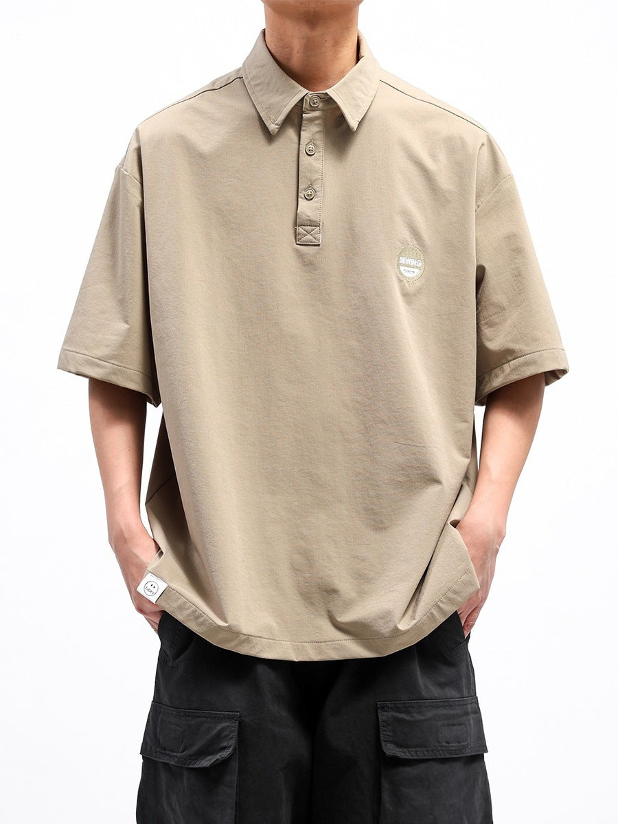 Men's Loose Fit Summer Polo Shirt with Lapel Collar