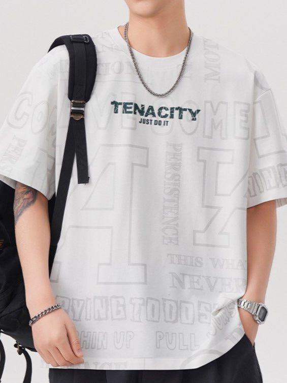 Men's Loose Fit Printed Round Neck Summer T-Shirt