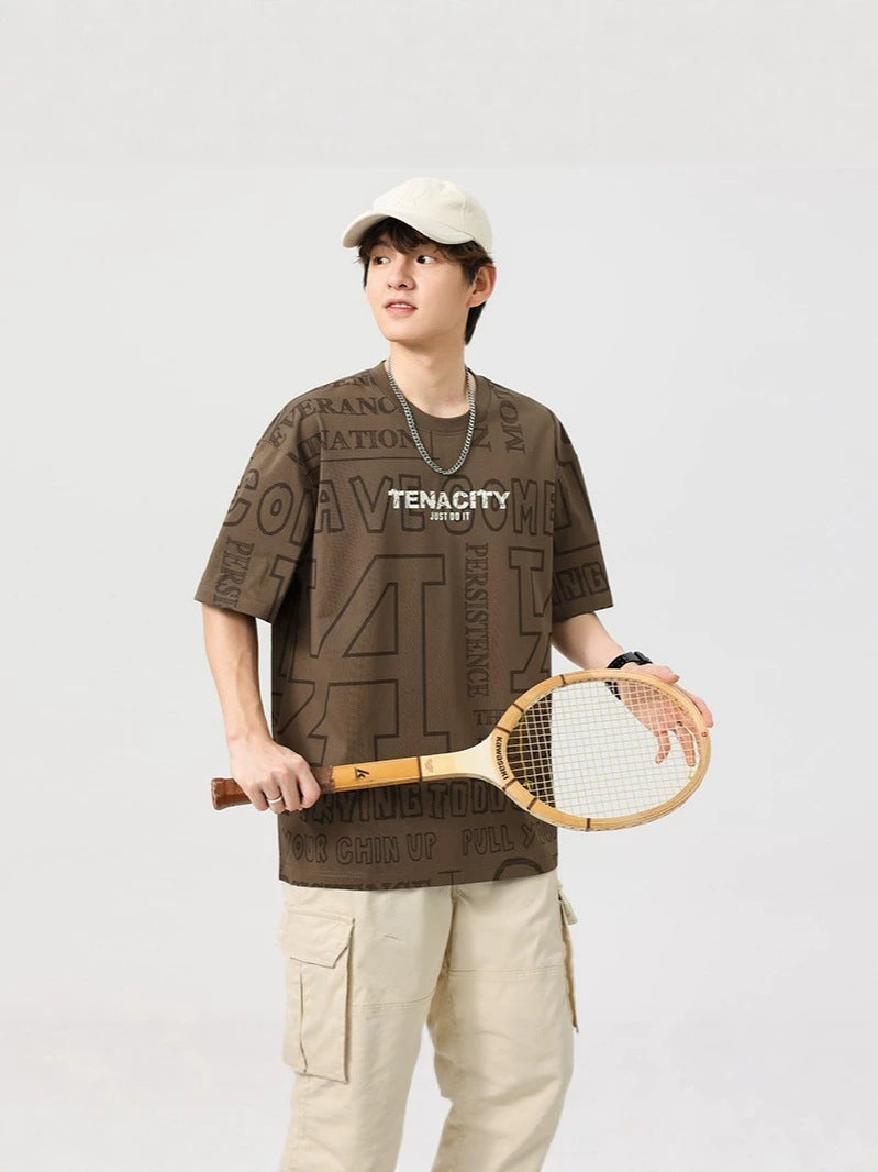 Men's Loose Fit Full Print Round Neck Summer T-Shirt