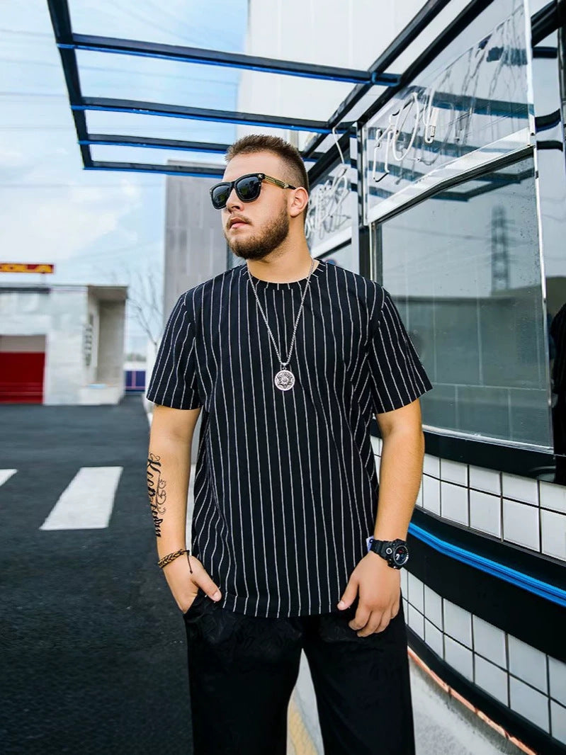 Men's Loose Fit Striped Short Sleeve Summer Shirt