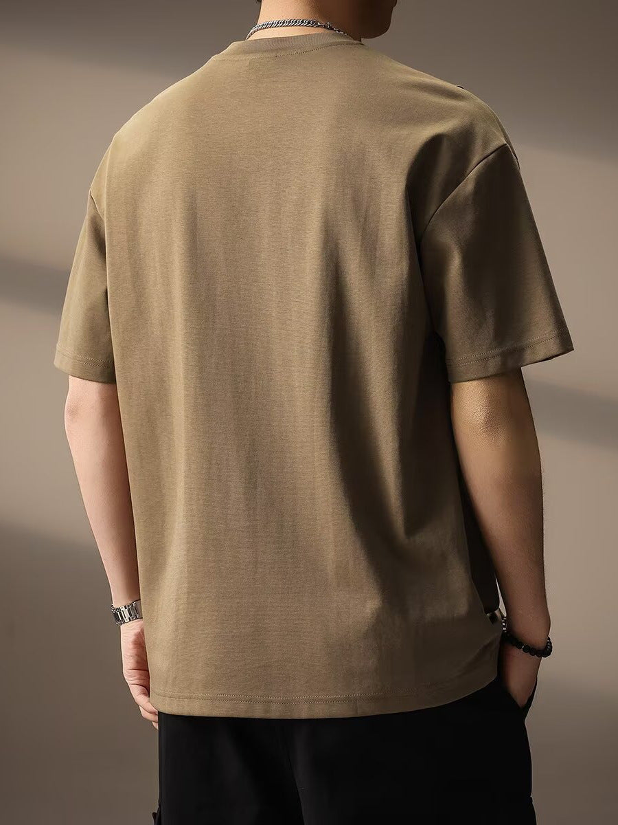Men's Loose Fit Spliced Solid Color Summer T-Shirt