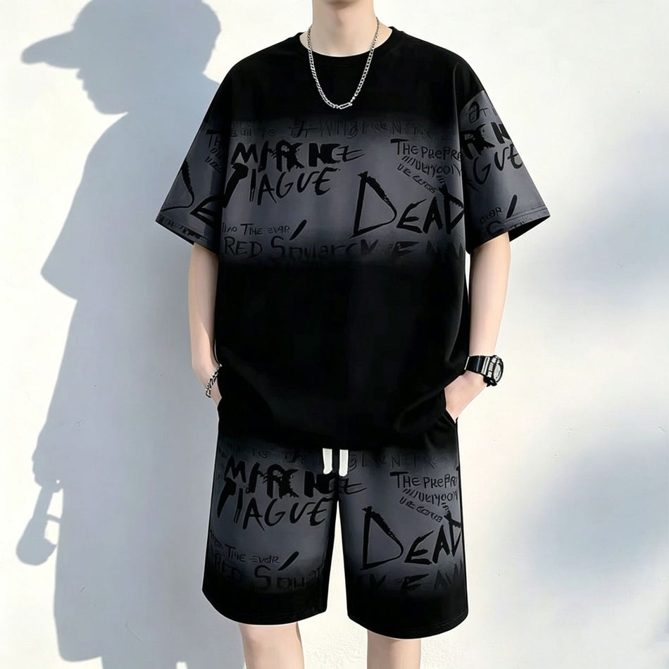 Men's Loose Fit Summer T-Shirt and Shorts Set