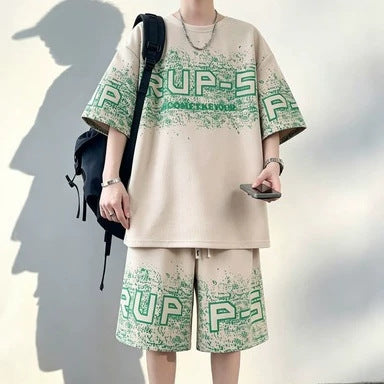 Men's Loose Fit Summer Sports T-Shirt and Shorts Set
